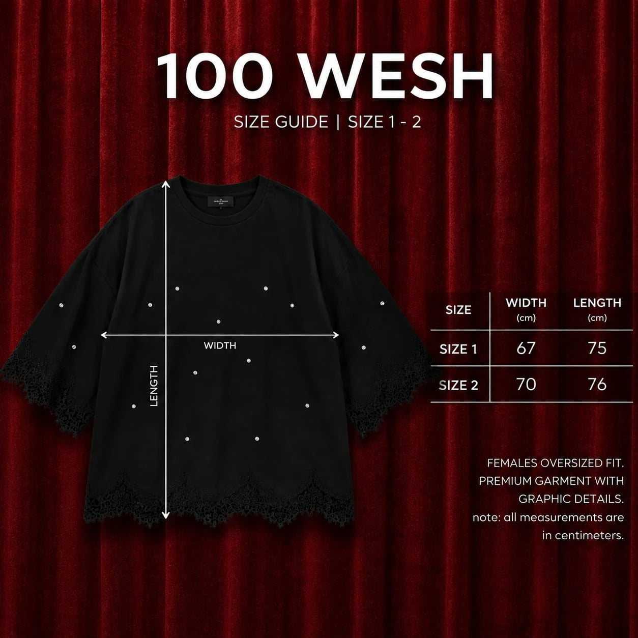 100 Wesh Tee — size guide
