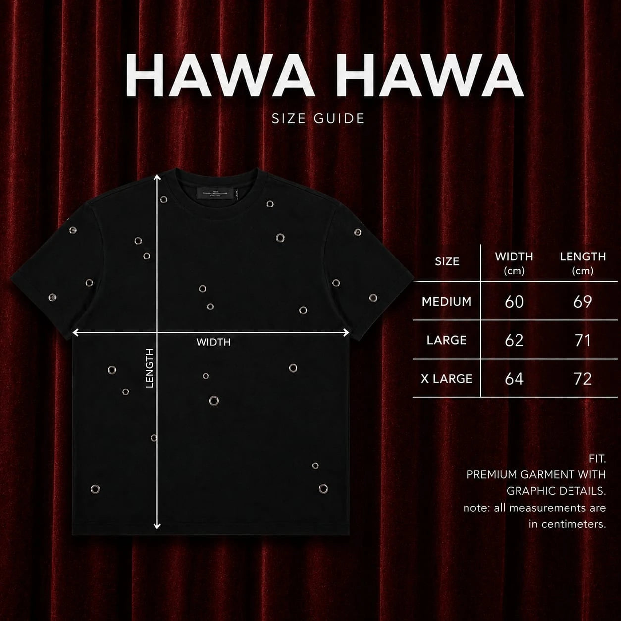 Hawa Hawa Tee — size guide