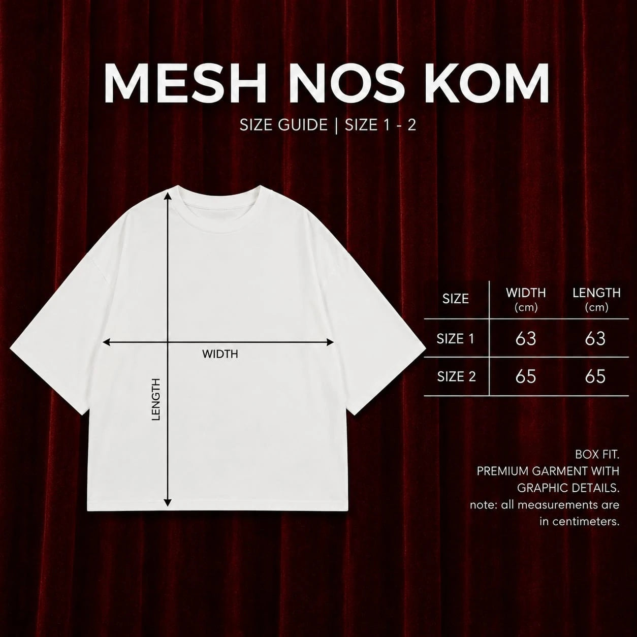 Mesh Nos Kom Tee — size guide